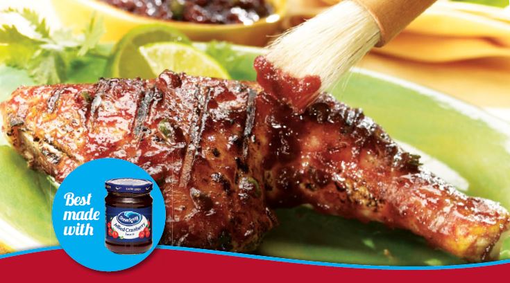 GRILLED CHICKEN WITH TEX-MEX CRANBERRY GLAZE